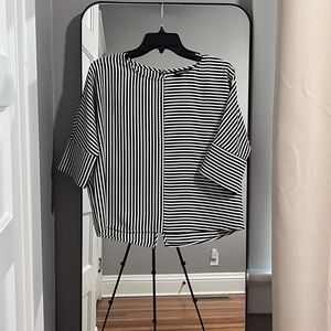 Express Black and White Striped Top